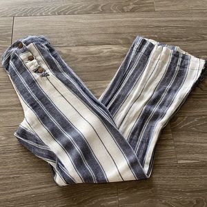 <New> Linen Striped High Waisted Pants